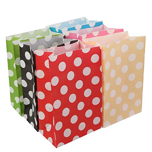 24 Geschenktüten für Kindergeburtstag Party | Geschenkpapier Geschenktaschen mit Pünktchen für Geburtstag Mitgebsel Gastgeschenke | Polka Dots Candy Paper Bags