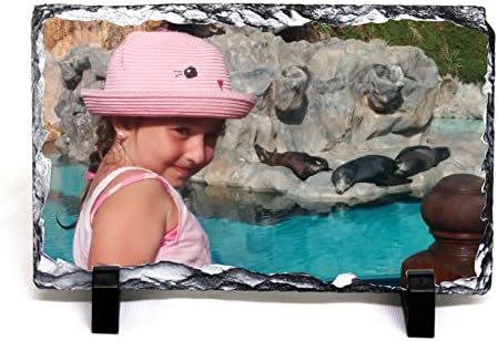 Custom Personalised PHOTO LOGO TEXT Slate Rock Plaques Picture Gift with stands by MegSub