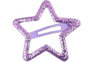 Righe e Pois - fermaglio per capelli clic clac a stella glitter da 5 cm, molletta per capelli da bambina a stella, fermacapelli bimba a forma di stella - confezione da 1 hair clip (Viola)