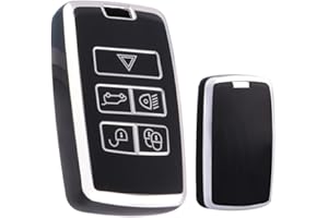 HIBEYO Silikonowe etui na kluczyki samochodowe pasuje do Land Rover, etui ochronne do Range Rover Sport Evoque Velar Freelander2 Discovery 5 do Jaguar XE XF XJ F-Pace, obudowa na klucze, srebrne,