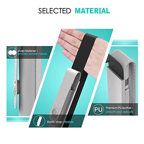 MoKo Halter für Apple Pencil – Premium PU Leder Bleistift Stift Schleife Sleeve Cover Schreibzeug Schreibgerät Beutel mit abnehmbare Gummiband für Apple iPad Pro 9.7 Zoll Hülle Case, Silber - 3