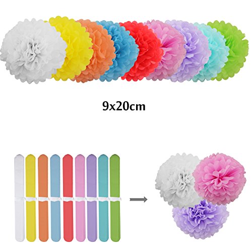 DIY Pompoms PomPon 9-farbig mix für Hochzeit Muttertag Geburtstag Fest Partei kindergeburtstag - 3