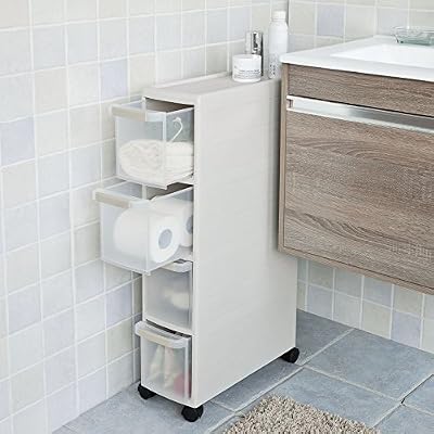 SoBuy® FRG41-HG Chariot pour rangement cuisine salle de bain, Étagère Armoires de cuisine sur roulettes - 4 tiroirs