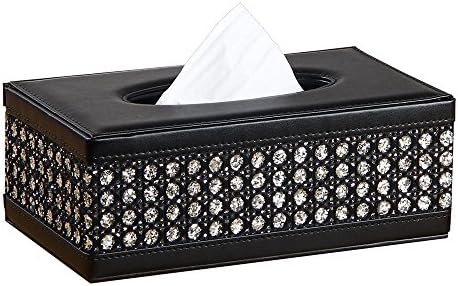 PU Leather Tissue Box Cover Newly Napkin Holder Paper Dispenser for Home Office(Coffee Diamond)