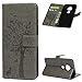Produktbild Edauto Kompatibel mit Moto G7 Plus Hülle Case für Moto G7 / Moto G7 Plus HandyHülle Baum Leder Flipcase Schutzhülle Brieftasche Flipcover Tasche Ständer Magnetverschlusss Kartenfach Klapphülle Grau