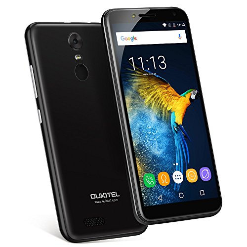 OUKITEL C8 - 3G Smartphone ohne Vertrag (5.5 Zoll, 18:9 Infinity Display, Android 7.0, MTK6580A Quad Core 1.3GHz, 2G RAM 16G ROM, Dual Kameras 13MP+5MP, WIFI, dual Blitzlichter, Fingerabdruk (schwarz)