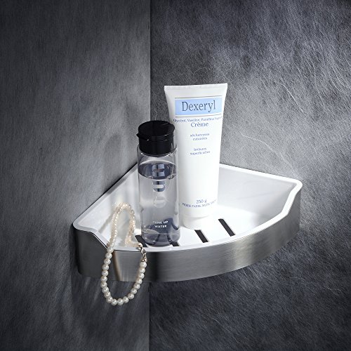 Beelee Eckablage Premium Edelstahl rostfrei+ABS, 22 x 6.5 cm, Gebürstetes Nickel - 2