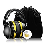 Casque Anti Bruit pour Enfant Adulte Pliable, Casque Antibruit à Protection Auditive, Casque Anti-Bruit Reglable a Reduire du Bruit, NRR 35dB, Jaune