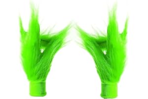 Rakiuty Christmas Halloween Gloves, Green Monster Gloves, Cosplay Monster Costume Accessories, Green Furry Gloves for Christmas, Cosplay Costume Accessories, 1 Pair