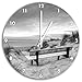 Produktbild Stil.Zeit Bank in den Dünen mit Blick auf das Meer Kunst B&W, Wanduhr Durchmesser 48cm mit weißen Spitzen Zeigern und Ziffernblatt