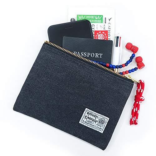 Rough Enough 18 x 13 cm de lona resistente Fancy Vintage pequeña funda, color Stone Black