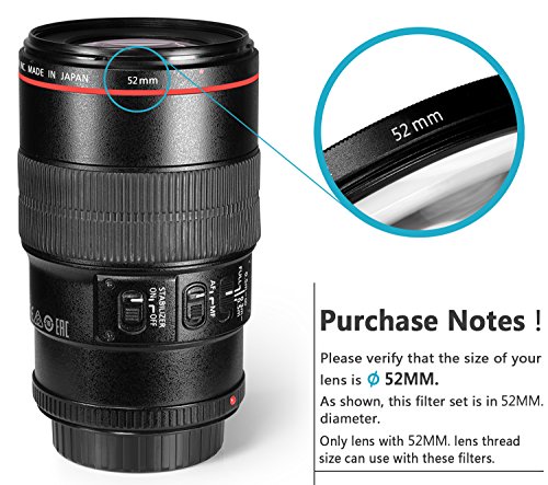 Neewer Objectif DE 52 mm Kit de Filtre     Filtre UV   Filtre CPL   Filtre ND4   Filtre Pouch pour Nikon  D3200 D3100 D3000 D5200 D5100 D5000   Canon EOS M Compact et Pentax  K-5  K-5IIs  K-30  K-50 