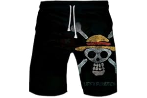 WANHONGYUE Anime One Piece Monkey D Luffy Trajes de Baño Shorts de Playa Hombre 3D Imprimir Pantalones Corto Beach Board Shorts Swim Trunks
