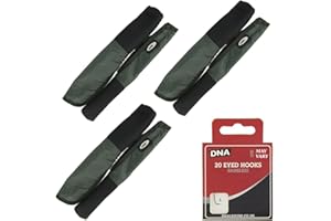 DNA Leisure Set of 3 x Tip and Butt Protector Covers For Made Up Rods Carp Coarse Match Fishing With 20 Eyed Hooks