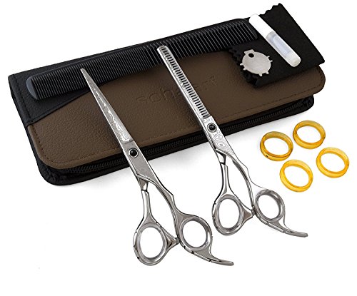Marke New Professional Barber Friseur-Haarschere Set mit Laser Ätzen, 15,2 cm Schere Set Barber Salon Schere Professional Friseurschere und Effilierschere