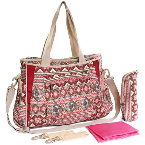 KF Baby Bohemian Diaper Bag Value Set, Crossbody strap, Stroller hooks, more