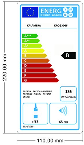 Kalamera KRC-33DZF Design Weinkühlschrank für bis zu 33 Flaschen (bis zu 310 mm Höhe),zwei Temperaturzonen ,5-18°C,(100 Liter, LED Bedienoberfläche, 2 Kühlzonen, Edelstahl) - 9