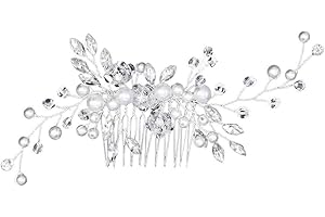 JEYORZY 1 Pezzi Pettinino argentato per capelli da sposa,Pettine per Capelli da Sposa Fermaglio,per Donne e Ragazze,con Fiori di Perle Cristallo Accessori,Capelli Sposa Pettine,Accessori Capelli Sposa