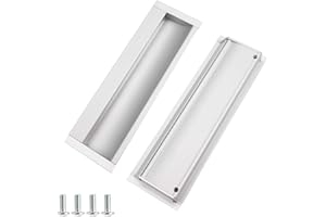 Poignées encastrées KostaTech 2 pièces, poignées coulissantes invisibles affleurantes pour portes, armoires ou tiroirs Poignées rectangulaires 152 mm X 48 mm (blanc)
