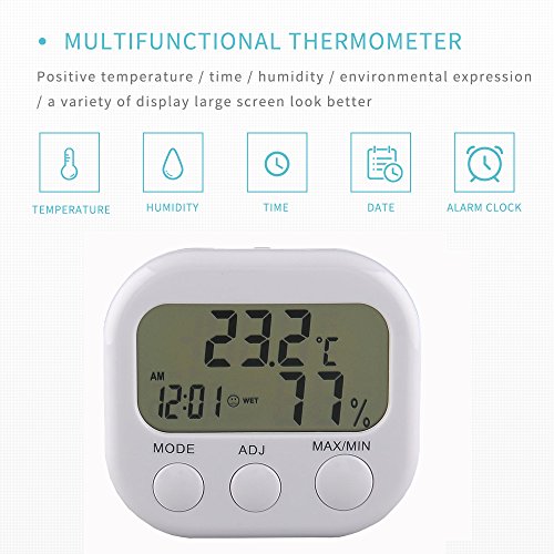 Tikitaka LCD-Digital-Thermometer-Hygrometer TA638 Temperatur- und Feuchtigkeitsmessgerät Messgerät mit Uhr Wetterstation - 2