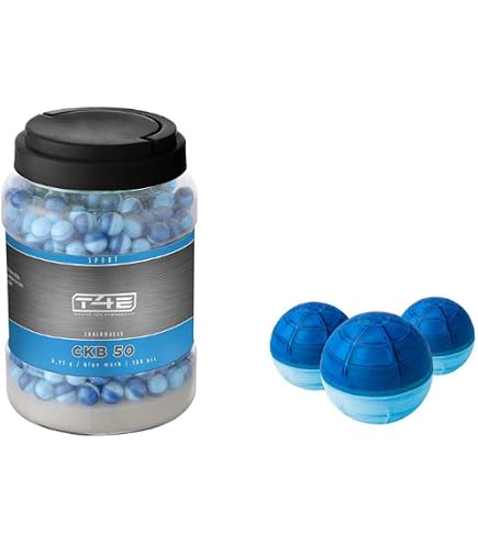 T4E CKB 43 Lot De 500 Billes De Craie Calibre 0.43 - Polyballs Bleues Pour Paintball Entraînement