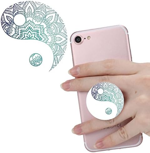 Expanding Stand and Grip for Smart phones and Tablets,pop Multi-function Mounts and Mount cellular phone Holder socket Collapsible White blue Mandala flower yin-g yang