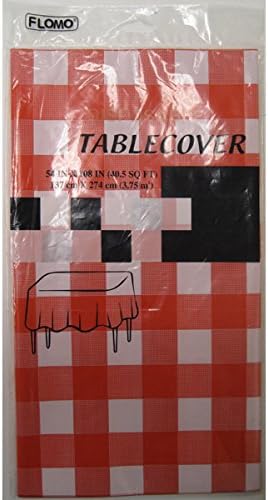 FLOMO Nygala TC357 Red Checkered Pattern Rectangular Table Cover, 54 x 108, Multicolor