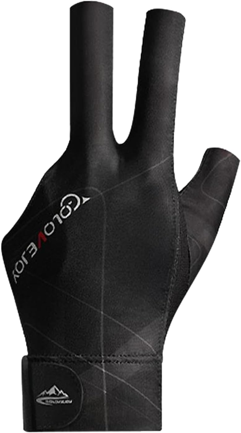 Tokaneit Guante de Tres Dedos para Billar,Guantes de Billar Transpirables y Antideslizantes,Guantes Ajustables,Guante Sin Dedos,Unisexo,Adecuado para Principiantes y Profesionales Negro y Gris