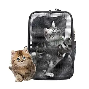 ICEXIXI Portable Collapsible Transparent Pet Backpack - Waterproof Cat Backpack Ventilated Design Scratch Resistant Pet Backpack Carrier Comfortable Breathable Suitable for Traveling Hiking (Black)