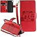 Produktbild Neu ISENPENK Sony Xperia XA Hülle Leder [Rot] bookstyle Wallet Magnet,Tiere Muster 3D Panda Sony Xperia XA Tasche Flip Case Handyhülle Lederhülle 3-in-1 Bookstyle Geldbörse Tasche,Ständer Standfunktion Schutzhülle Tasche Credit Card Slots