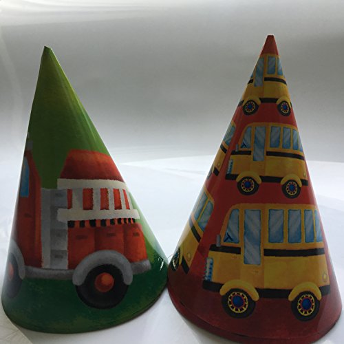 8 Partyhütchen * FAHRZEUGE * für Kindergeburtstag oder Mottoparty // Hüte Hats Bus Polizei Feuerwehr - 3
