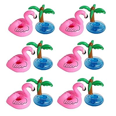Outgeek Gonflable Porte-gobelets, Outgeek 12 Pcs Palmier Jouet Gonflable Flamant Porte-Boisson Titulaire de Boissons Gonflables Pour Pool Party Eau En Plein Air Amusement