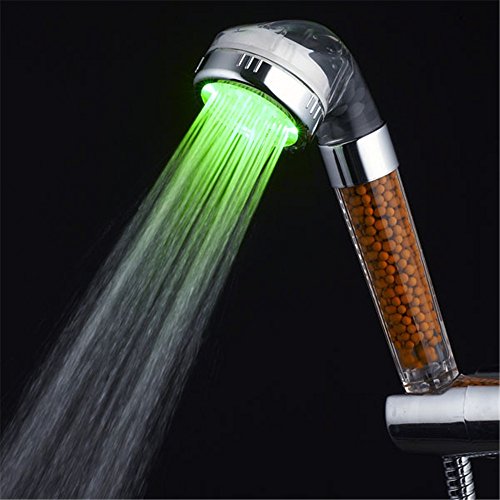 LESOLEIL Handbrause Duschkopf mit Brauseschlauch und Halterung Regenbrause Wassereinsparung Ionic Shower Filter Chlor Filtration Showerhead 3 Farben LED