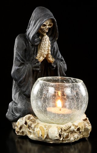 Nemesis Now Reapers Prayer Candle Holder Teelicht-Halter schwarz/weiß
