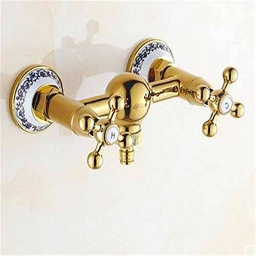 Banalili the Bathrooms Are Full Of Copper, Gold Wall Mounted Hot and Cold Washing Machine Tap 4 Sub-Generic, Gold Porcelain