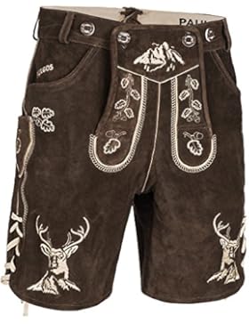 PAULGOS Herren Trachten Lederhose + Träger, Echtes Leder, Kurz in 3 Farben Gr. 44-60 HK4