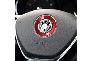 BLINGOOSE Accesorios Volkswagen para volante, pegatina con logotipo para Volkswagen Passat CC Jetta, Golf Tiguan GTI Arteon Atlas Touareg, color rojo, 1 unidad