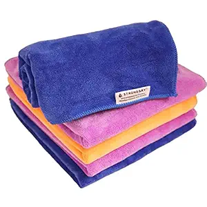 Strongdry Microfiber Cloth for Car Cleaning, Super Soft & High Absorbent, Multi-Purpose Microfiber Cloth for Cleaning Home,Kitchen, Cars & Bikes -(40 x40 cm)-400 GSM-Pack of 5