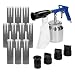 Produktbild ECD Germany Druckluft Sandstrahlpistole 8 teilig 3-4 bar Betriebsdruck 850 ml Behälter inkl. 4 auswechselbare Düsen Sandstrahlgerät + 8 kg Strahlsand Sandstrahler Sand Set