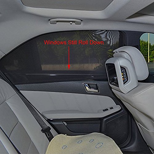Auto Fenster Sonnenschutz, SHABEI Mesh Sonnenblende Autos Sun Shield für Side Rear Windows Seitenscheibe Autosonnenschutz, 2 Pcs, Sperrung Sun Glare für Baby, Kinder, Haustiere – Schwarz - 4