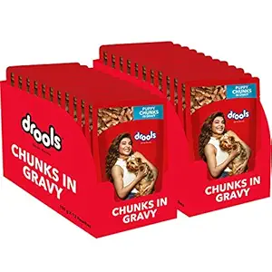 Drools Puppy Wet Dog Food, Real Chicken and Chicken Liver Chunks in Gravy, 24 Pouches (24 x 150g)