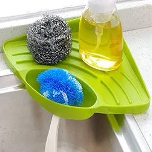 Casa Azul Kitchen Sink Holder for Sponges, Scrubbers, Soap, Kitchen Soaps and Sponge Holder with Suction Holder for Kitchen and Bathroom(Green-Pack of 1)