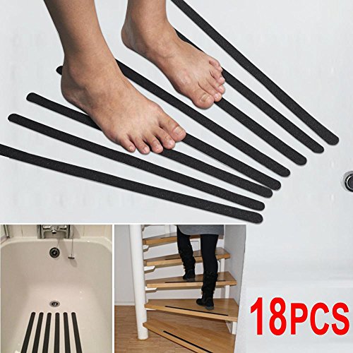 Yahee 18er-set Antirutschband Anti Rutsch Streifen Rutschschutz Aufkleber Selbstklebend Sticker für Dusche Treppe (Schwarz_28*2cm)