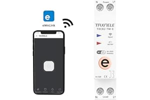TAXNELE eWeLink WiFi Smart Interruttore Interruttore Tempo Relè Timer 1P + N 10A 16A 20A 25A 32A 40A 63A 110V 220V Telecomando Wireless Compatibile con Google Home e Alexa(10A)