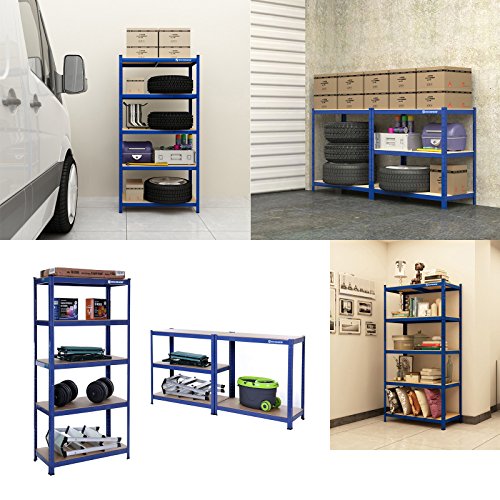 comprare on line Songmics Robusto Scaffale in Metallo per Carichi Pesanti 5 Ripiani Senza Bullone in Acciaio Laccato Finitura a Polvere Blu Resistente Capacità Portata 1325 kg 180 x 90 x 45 cm GLR45Q prezzo