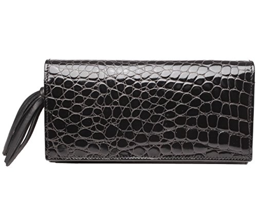 Preisvergleich Produktbild JOSYBAG LEDER Geldtasche KNETE KK-schwarz Krokokalbleder handgefertigt Geldtasche Geldbörse Kroko Prägung