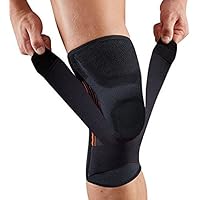 Tutore o supporto per ginocchio con stabilizzatori di pressione imbottiti in gel e protezione per ginocchio, adatti per la corsa, lo sport, e recupero da infortunio, pezzo singolo, Black-M