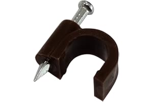 AERZETIX: 50x Grapas para cable redondo 8mm fijación con clavo, color marrón 41898