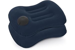 Idocolors Almohadas de Camping Hinchables Almohada de Viaje, Senderismo Almohada de Playa con Borsa, Máscara y Tapones para los oídos