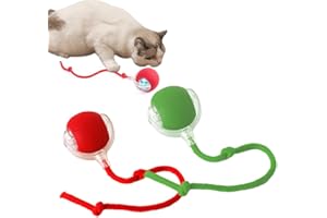 PASLFC Elektrisches Katzenspielzeug Ball,Automatisches Katzenspielzeug,Katzenball Elektrisch mit Schnur,Interactive Cat Toy Ball,Interaktives Katzenspielzeug Ball (rot grün)